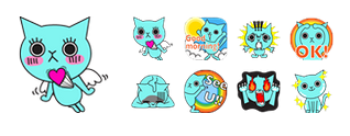 Blue Cat Facebook Stickers