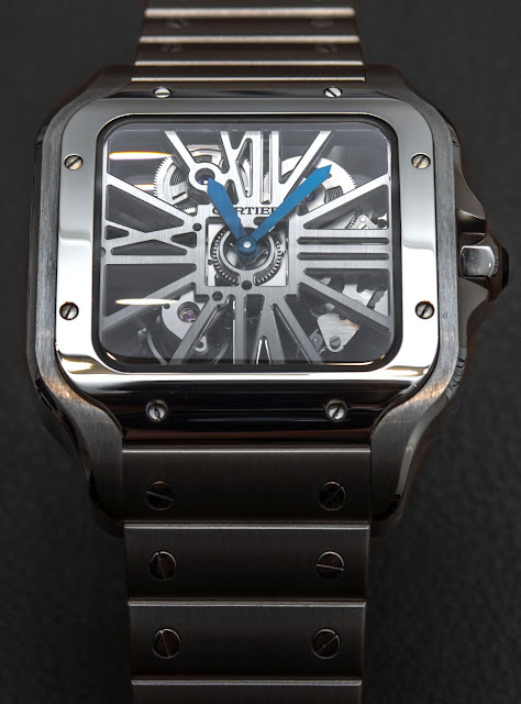 Review the Cartier Santos De Cartier Skeleton Stainless Steel Watch Replica