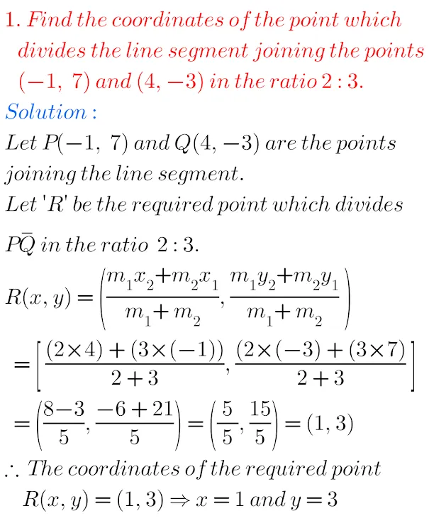 CO-ORDINATE  GEOMETRY  EXCERCISE-7.2   Q.NO.1