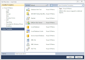 Add New Item - Linq To SQL