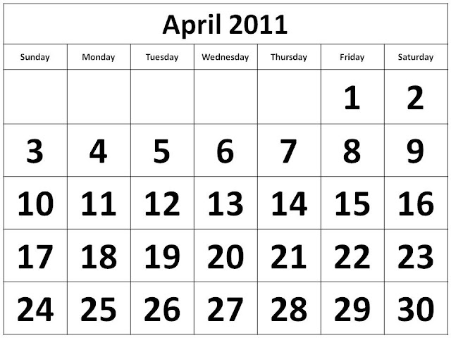 printable april 2011 calendar with holidays. CALENDAR TEMPLATE APRIL 2011