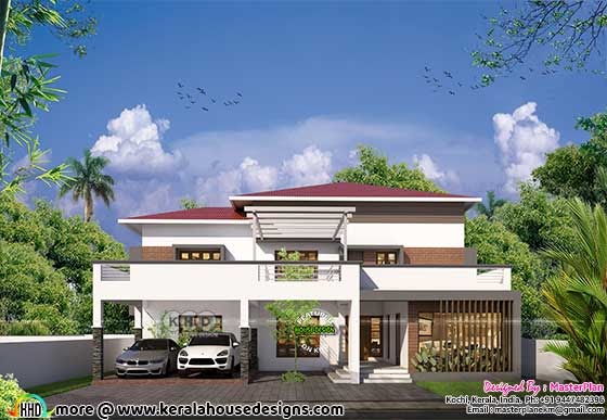 Sloping Roof 4 Bhk House 2900 Square Feet Kerala Home Design And