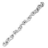 10k White Gold Diamond Flower Tennis Bracelet (1/2 cttw)