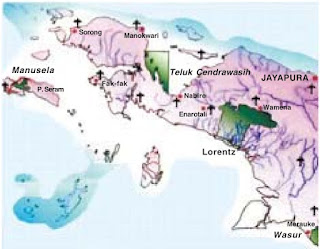 Peta Taman Nasional di Papua (Irian Jaya)