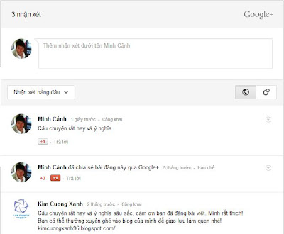 Giao diện google plus comment