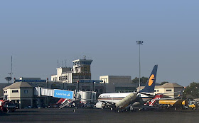 aircraft with boarding bridge