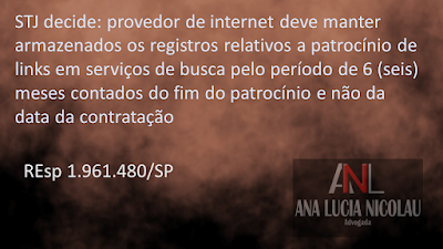 provedor de internet deve manter armazenados os registros relativos a patrocínio de links em serviços de busca pelo período de 6 (seis) meses