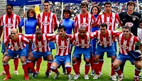 CLUB ATLÉTICO DE MADRID - Madrid, España - Temporada 2008-09 - Cléber Santana, Pablo, Varela, Raúl García y Leo Franco; Pernía, Sinama Pongolle, Luis García, Assunçao, De las Cuevas y Antonio López - PUEBLA F. C. 1 (Álvaro González), ATLÉTICO DE MADRID 0 - 13/07/2008 - Partido amistoso - Puebla (México), estadio Cuauhtémoc