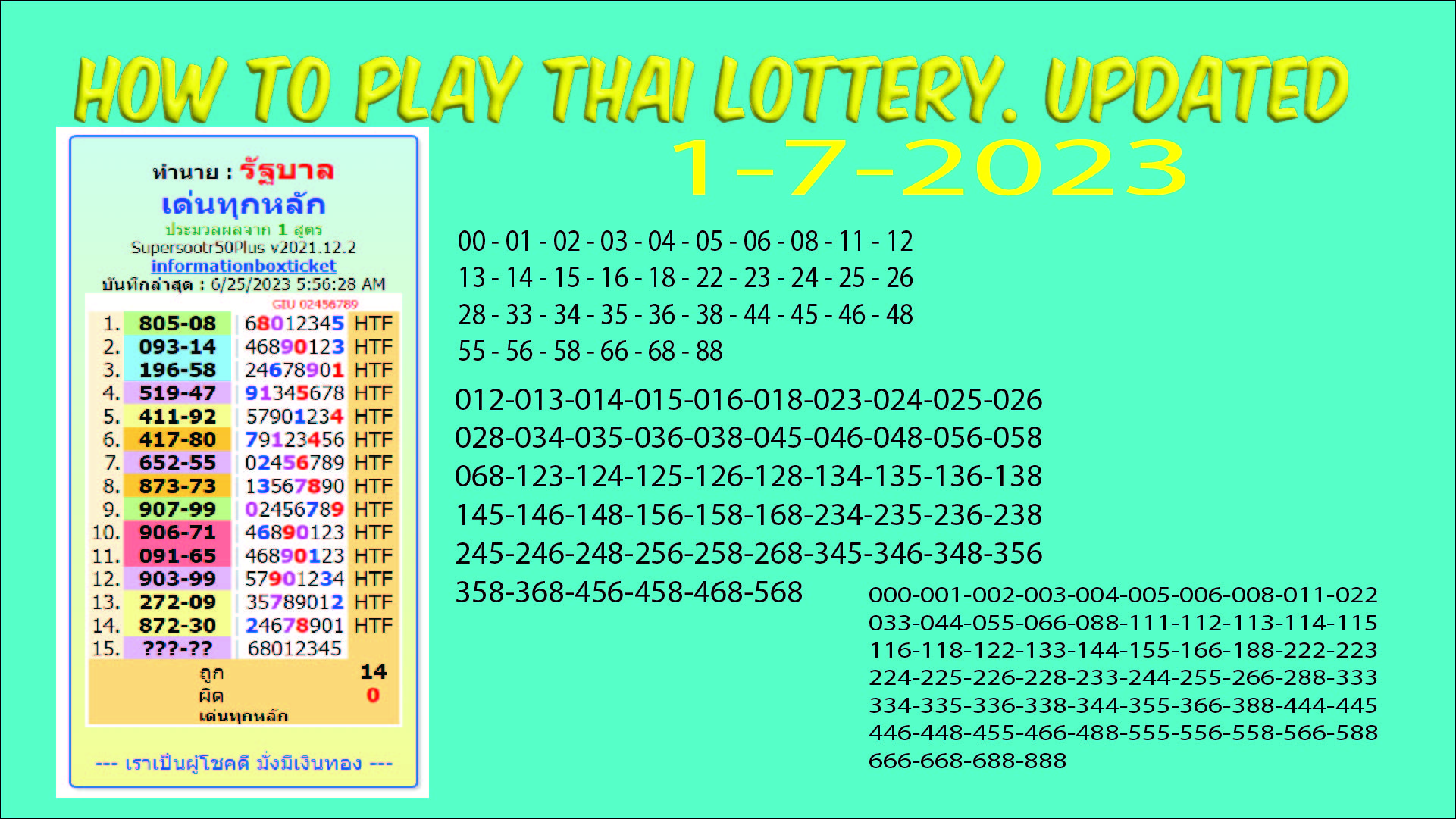 HOW TO PLAY THAI LOTTERY. Updated with 3up pairs by informationboxticket 1-7-2023