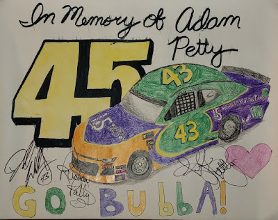 Eleven-Year-Old Supports Victory Junction with Hand Drawn RPM Bubba Wallace Poster #NASCAR