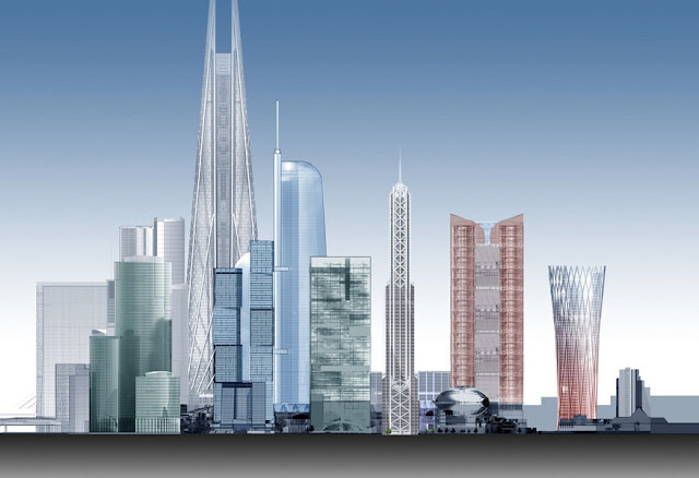 Illustration showing future Moscow's skyline