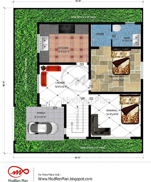 7-marla-house-plan-1800-sq-ft-45x40-feet|www.modrenplan.blogspot.com