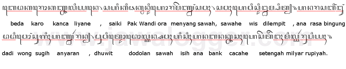 Contoh Paragraf Aksara Jawa dan Artinya (Bag.2)