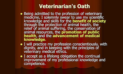 Veterinarian's oath to veterinary profession