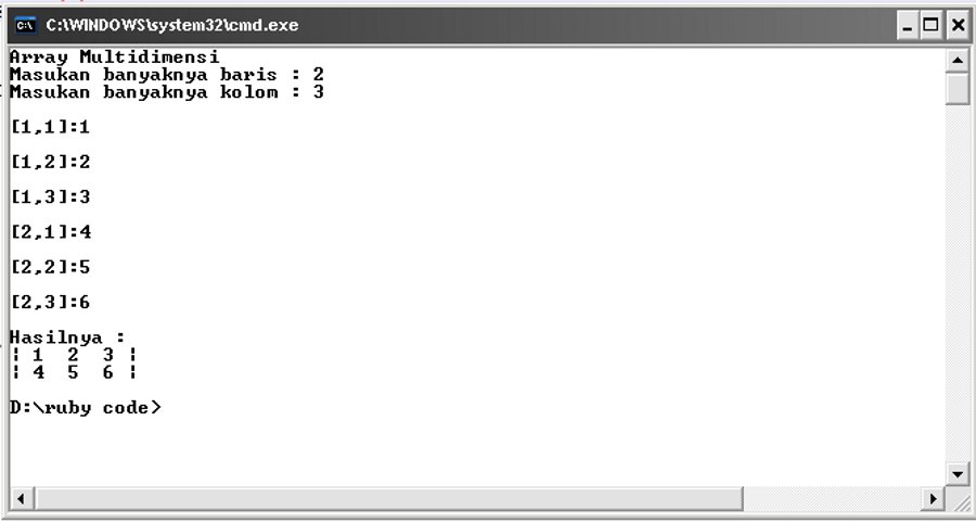 Array Dimensi Satu dan Multidimensi di Ruby