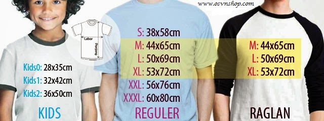 ukuran Kaos distro ocean seven