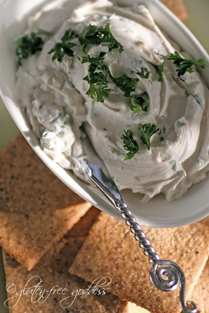 Gluten free hazelnut crackers and cream cheese spread