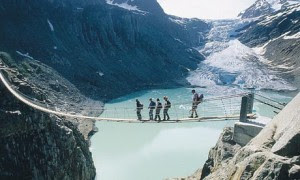 Hanging Bridge at Trift Glacier, Switzerland