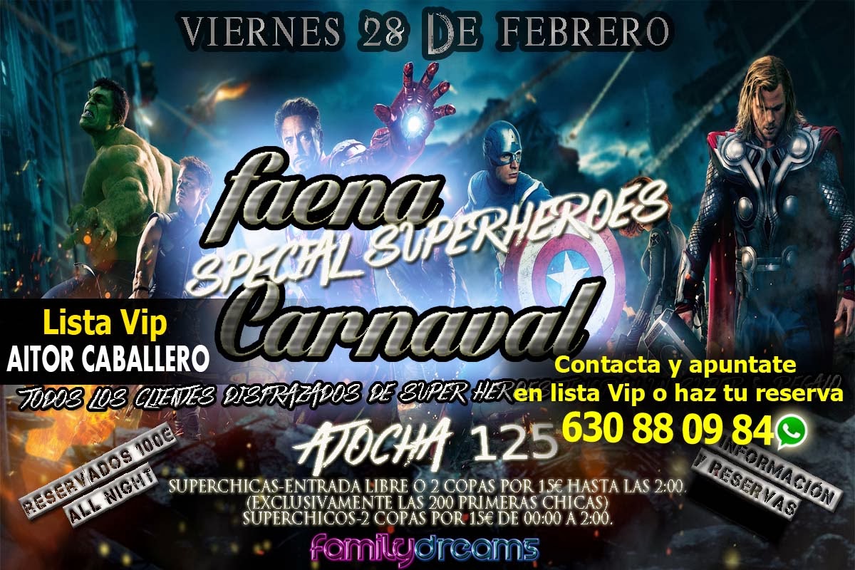 Listas para FAENA Viernes 28 de Febrero Carnavales Listas para FAENA Viernes 28 de Febrero Carnavales