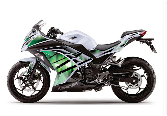 Stiker motor Kawasaki Ninja desain green abstrak
