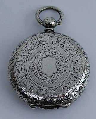 Gorgeous antique hand chased solid silver silver fob pocket watch