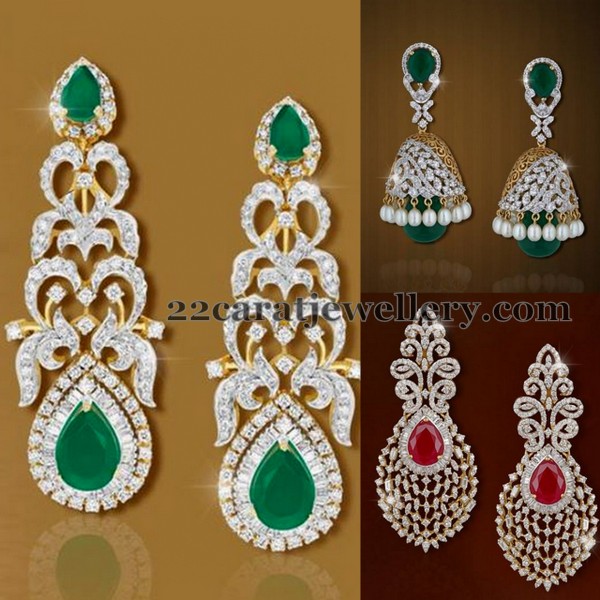 Diamond Look Cz Studded Long Earrings - Zakarto