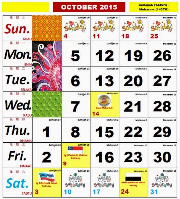 Kalender Malaysia 2015  Download Percuma