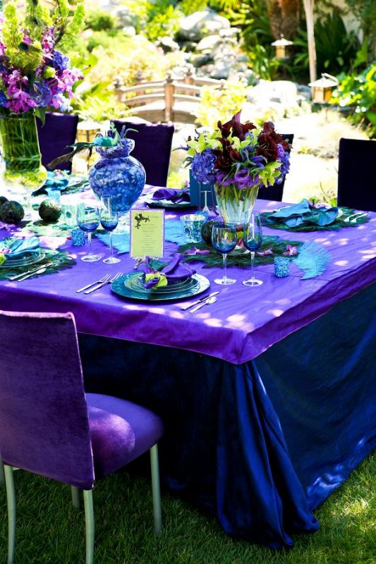 purple and turquoise peacock wedding invitations