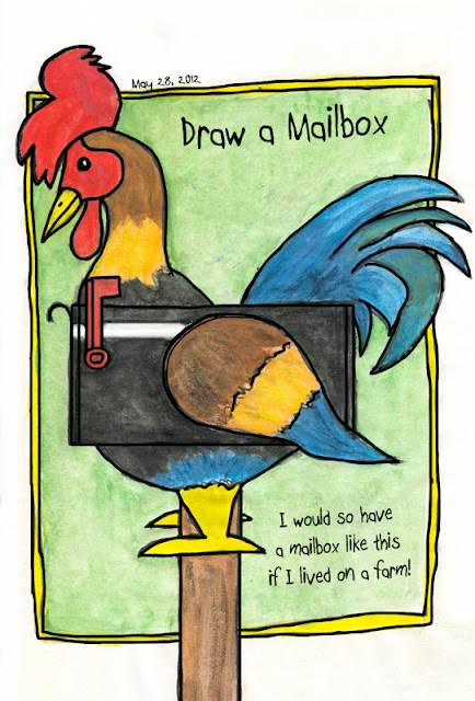 Rooster mailbox drawing by © Ana Tirolese