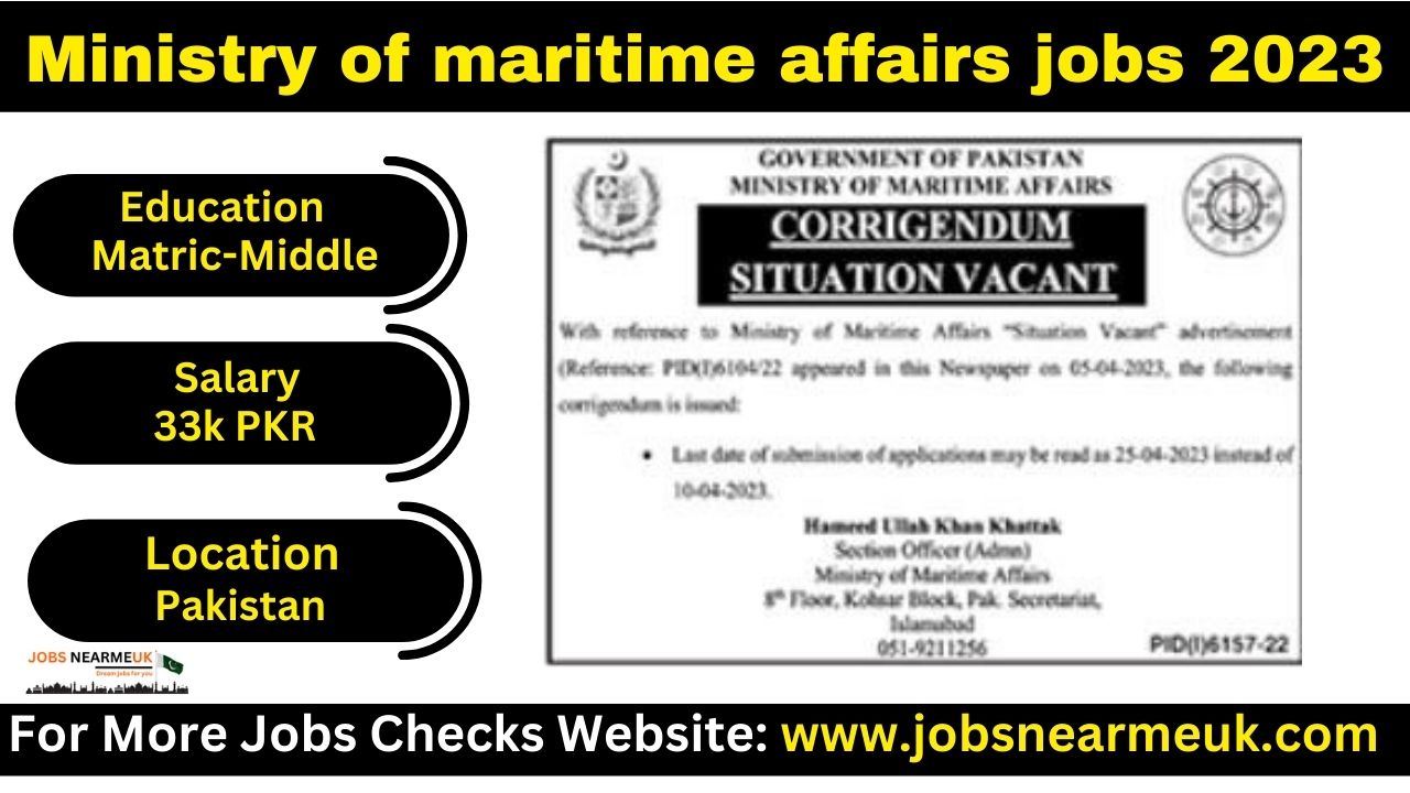 Ministry of maritime affairs jobs 2023 abhi apply kare