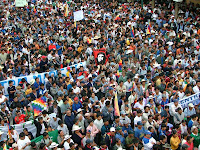 the largest massing of people in Cochabamba that I have seen since the water revolt seven years ago