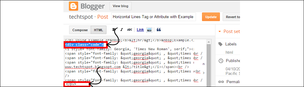 How to Insert Code Block in Blogger Post with Pictures