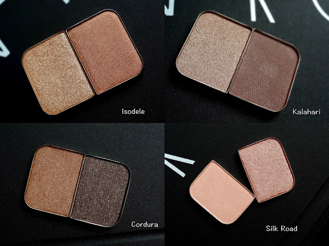 NARS Duo Eyeshadows Refills - Isodele, Kalahari, Silk Road, Cordua Swatches