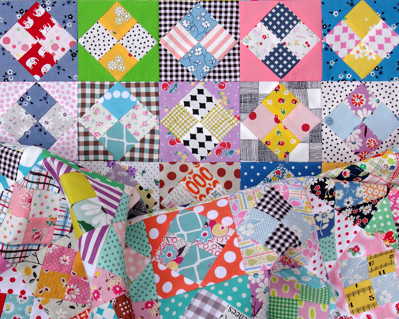 Four Patch in a Square Scrap Quilt © Red Pepper Quilts 2020