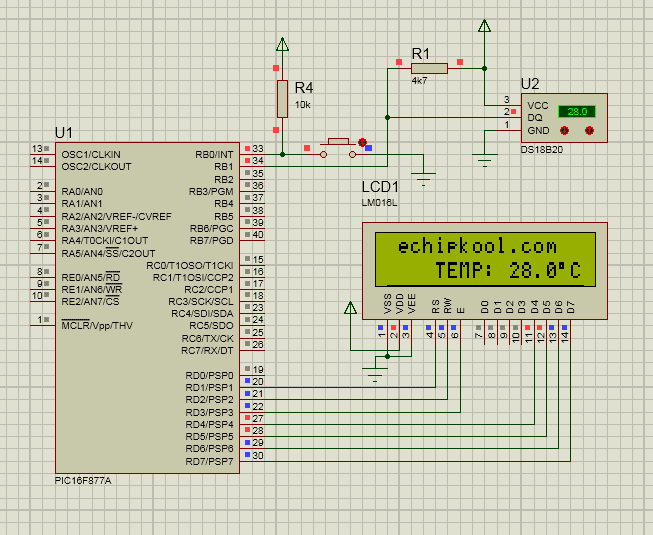 Đo nhiệt độ DS18B20 hiển thị LCD dùng PIC