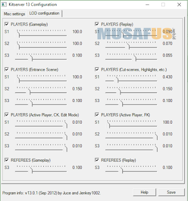 PES 2013 LOD configuration