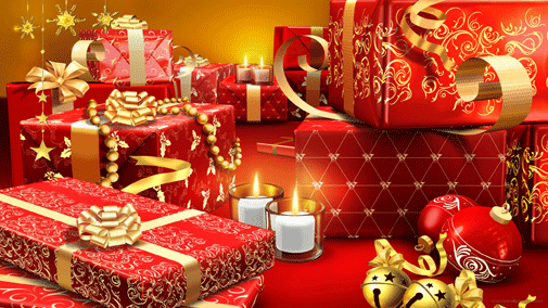 Christmas Red Gifts Widescreen background