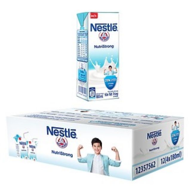 [ hoahongnho30 ] Thùng 48 hộp sữa tiệt trùng Nestle NutriStrong ít đường, Có Đường, Việt Quất, Trái cây 180ml