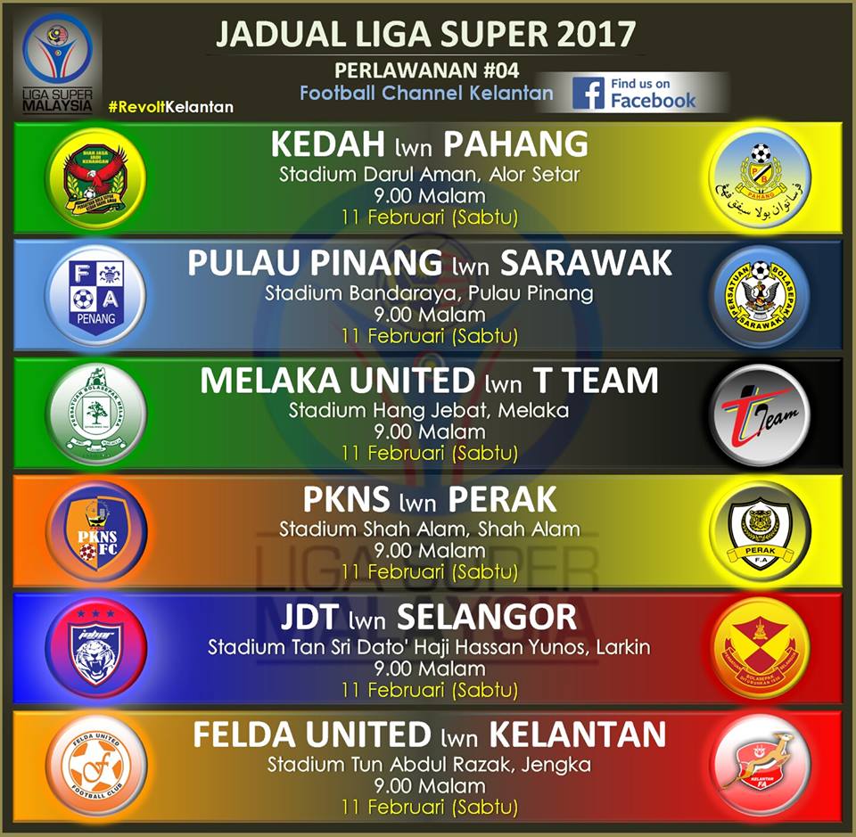 Jadual Liga Super 2017 - Kickstory.net