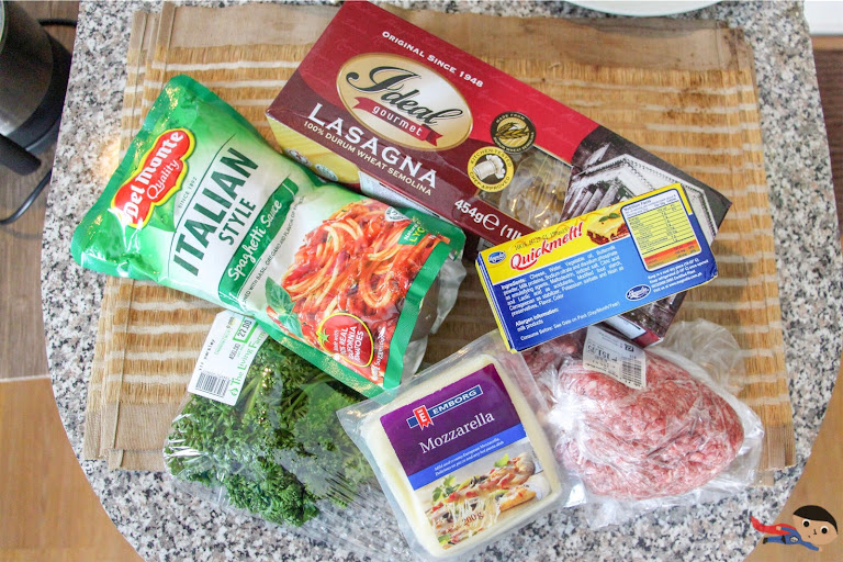 Ingredients for the lasagna main dish - "What's Cooking" Challenge