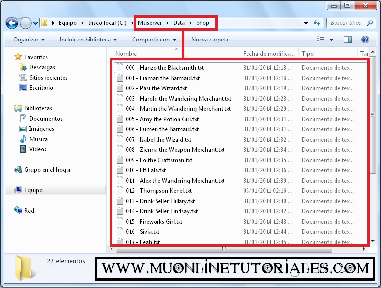 Visualizando la carpeta shop en los files MUEMU