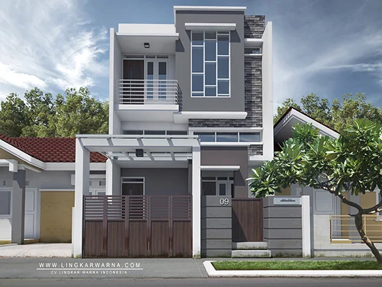 Desain rumah minimalis dua lantai dengan lantai mezanine