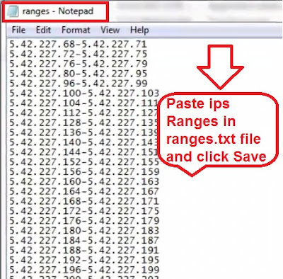 Copy IP ranges and paste in ranges.txt file