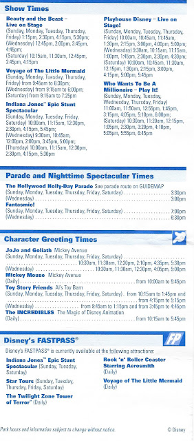 Back Disney MGM Studios Times Guide November 28-December 4 2004