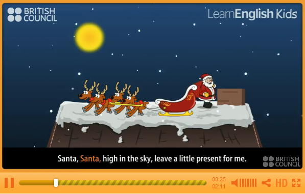 http://www.learnenglishkids.britishcouncil.org/en/songs/santa-santa-high-the-sky