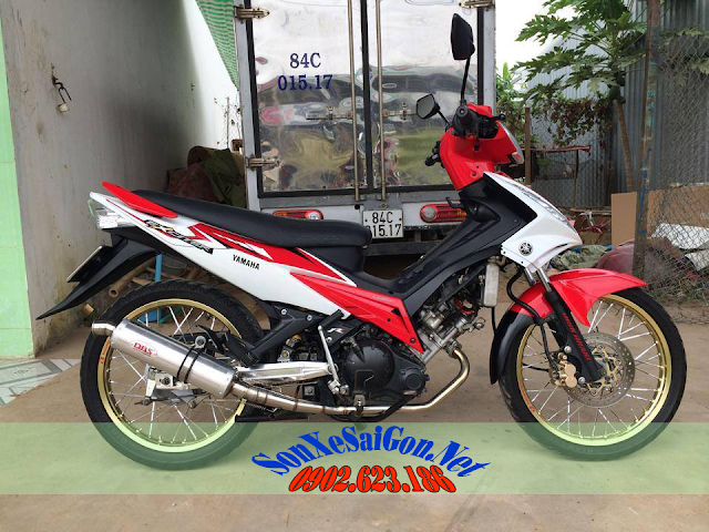 Sơn xe Exciter 2010 màu trắng đỏ cực đẹp