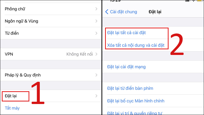 Xóa toàn bộ các thiết lập cài đặt trên iPhone