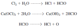 chlorine gas, sodium hypochlorite, and calcium hypochlorite