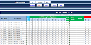 Aplikasi Excel Stock Persediaan Barang versi 3