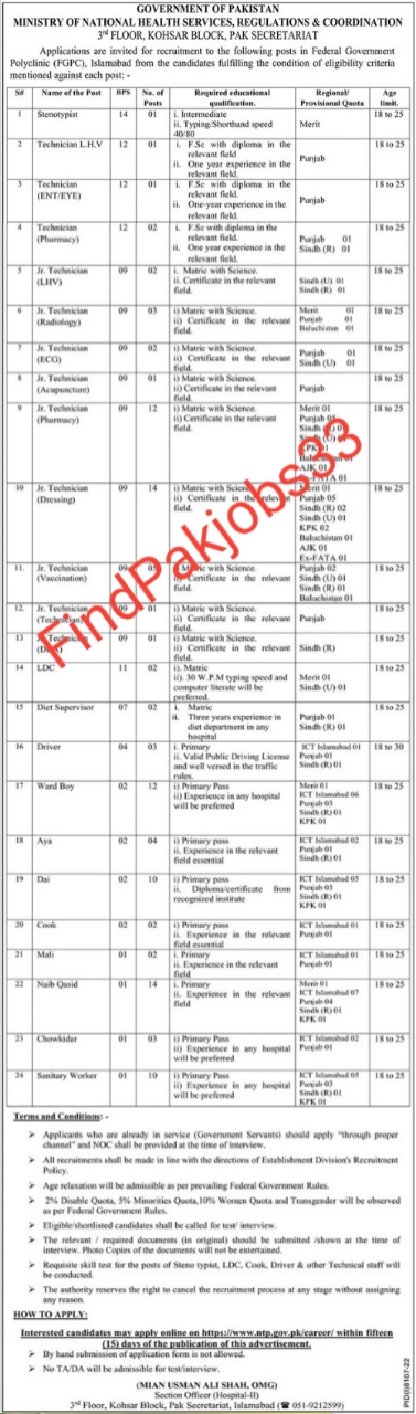 MNHS Regulation & Coordination Jobs 2023 